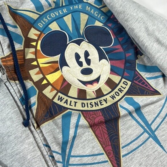 Vintage Walt Disney World Mickey Mouse Discover The Magic Hoodie Jacket Gray L - Picture 2 of 8